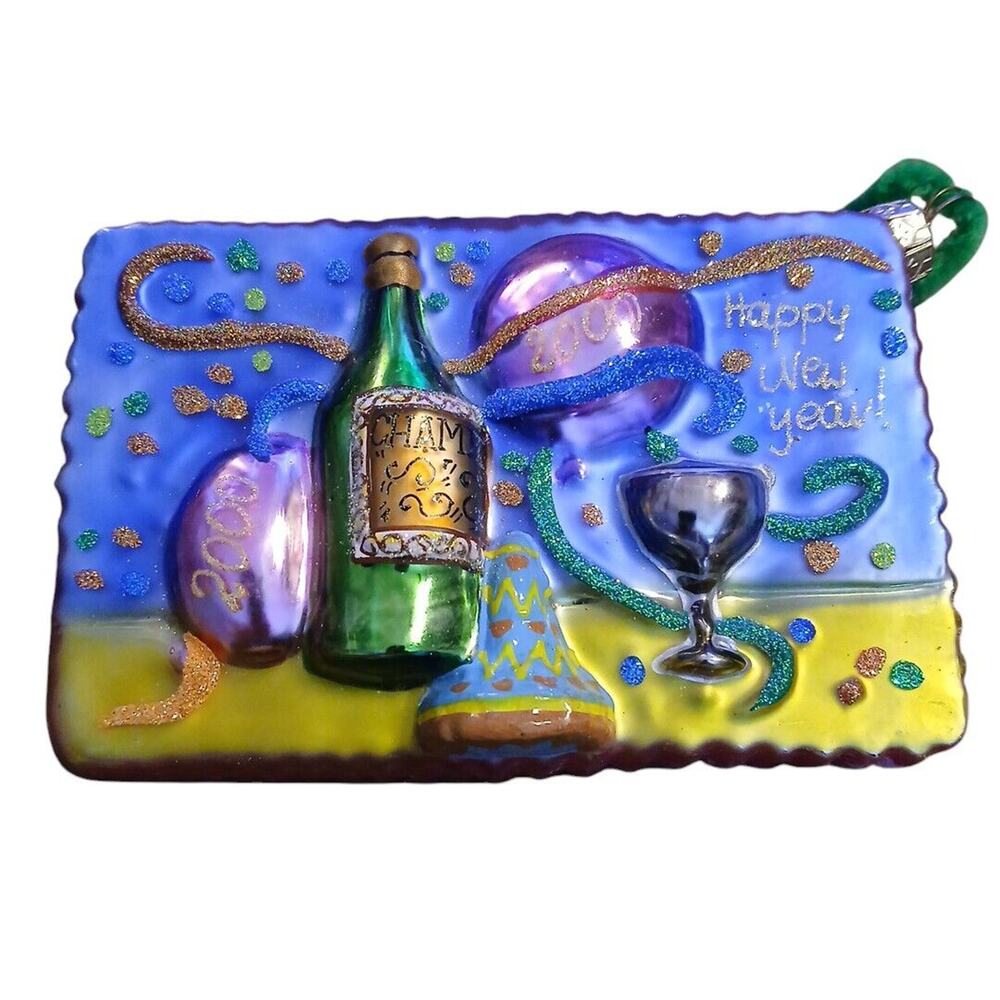Christopher Radko Glass Y2K 2000 Happy New‎ Year Celebration Christmas Ornament